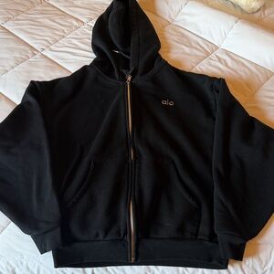 ALO Yoga accolade Black Full-Zip Hoodie